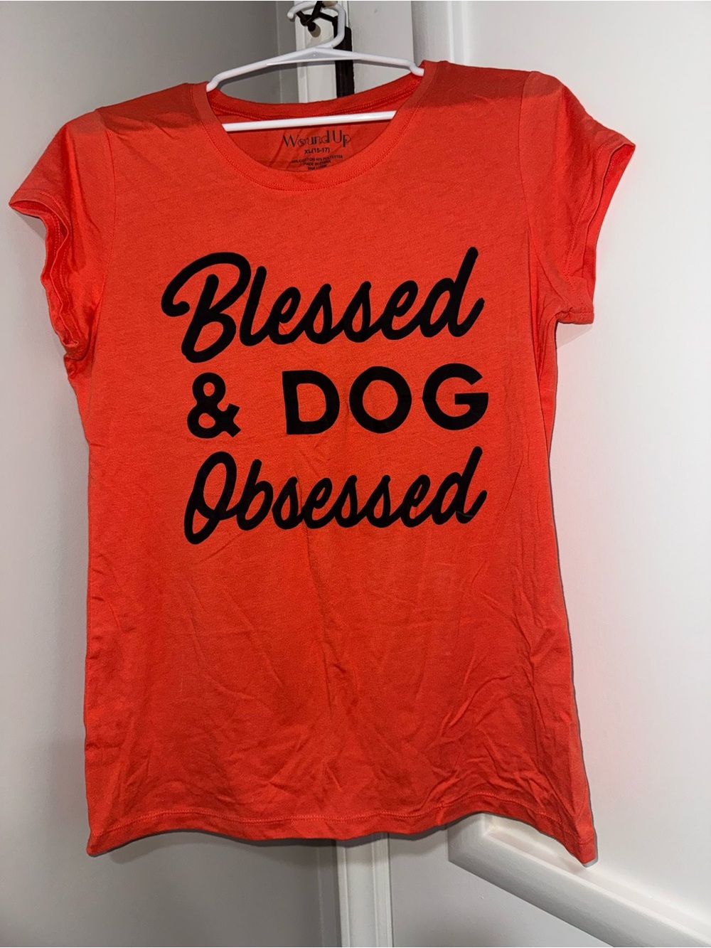 Wound Up Orange Tee with Black 'Blessed & Dog Obsessed' Print